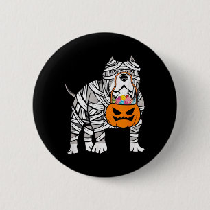 Pitbull Mummy Pumpkin Happy Halloween Funny Pittie 6 Cm Round Badge