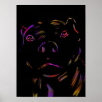 Pitbull Neon Hand Drawn Art