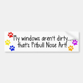 Pitbull Nose Art Dirty Windows Bumper Sticker