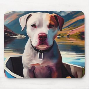 Pitbull on a Paddle: A Scenic Adventure Mouse Mat