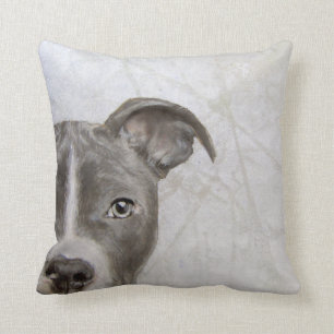 Pitbull original painting print by Miart Cushion