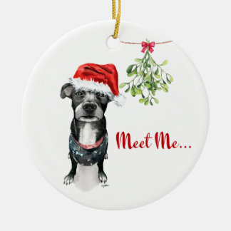 Pitbull Ornament - Meet Me Under The Mistletoe