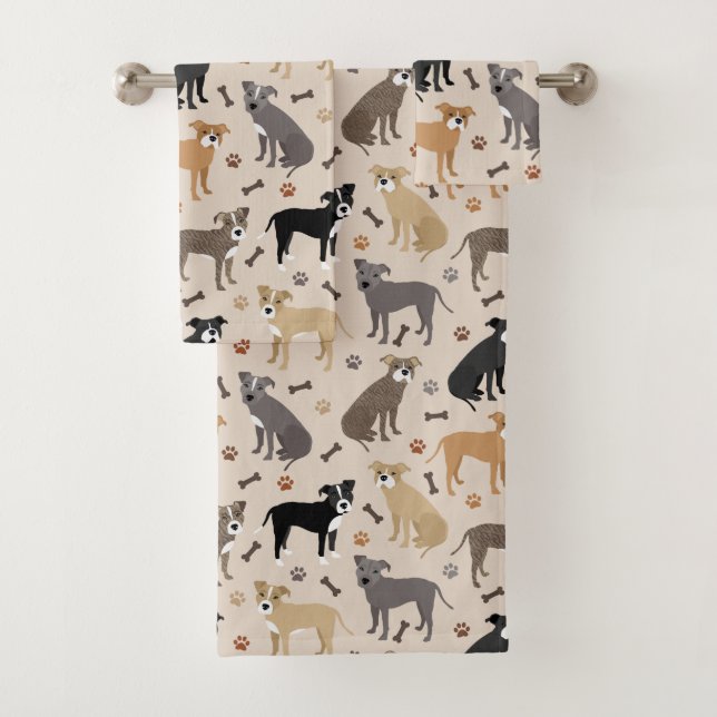 Pitbull Paws and Bones Bath Towel Set (Insitu)