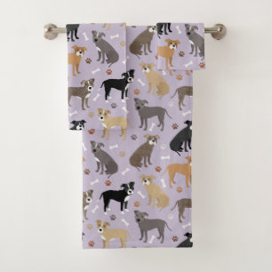 Pitbull Paws and Bones Bath Towel Set