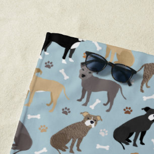 Pitbull Paws and Bones Beach Towel