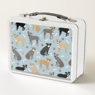 Pitbull Paws and Bones Metal Lunch Box