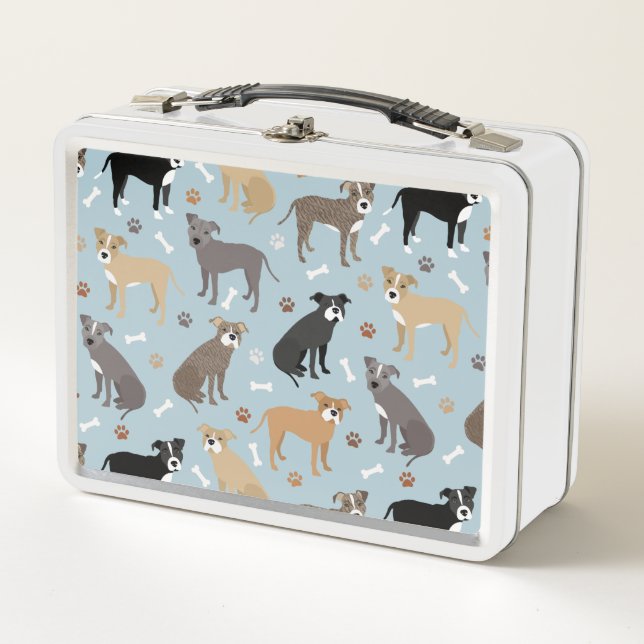 Pitbull Paws and Bones Metal Lunch Box (Front)