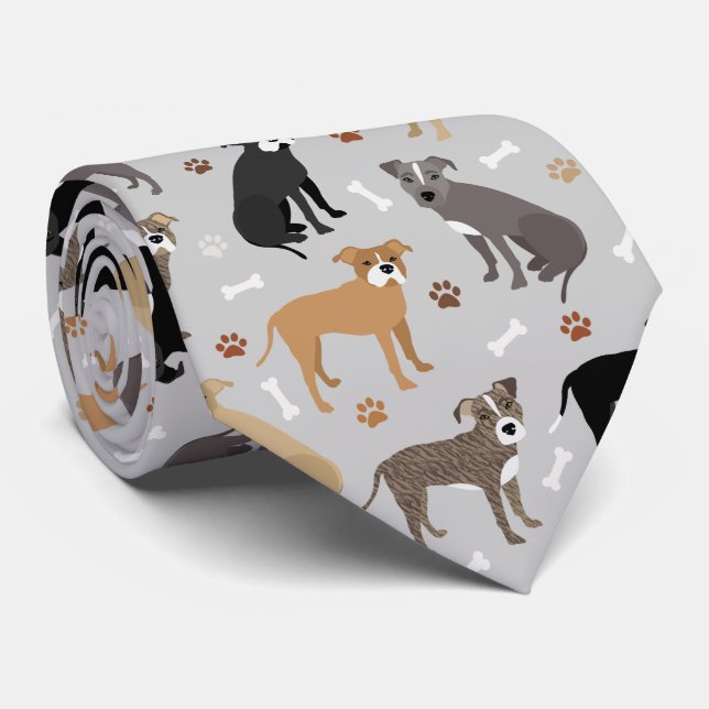 Pitbull Paws and Bones Neck Tie (Rolled)