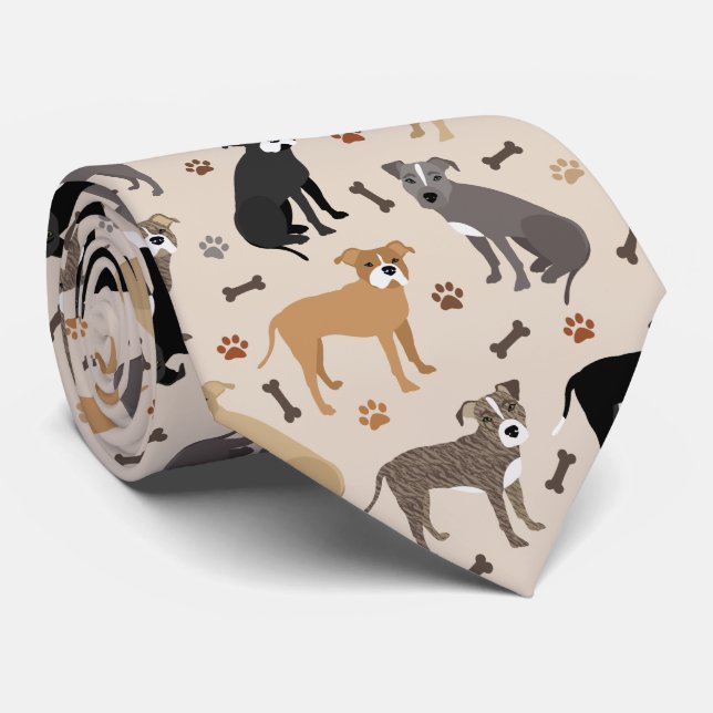 Pitbull Paws and Bones Neck Tie (Rolled)