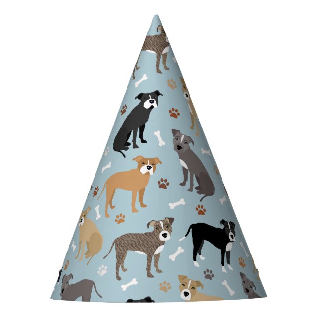 Pitbull Paws and Bones Party Hat (Front)