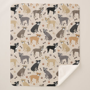 Pitbull Paws and Bones Sherpa Blanket