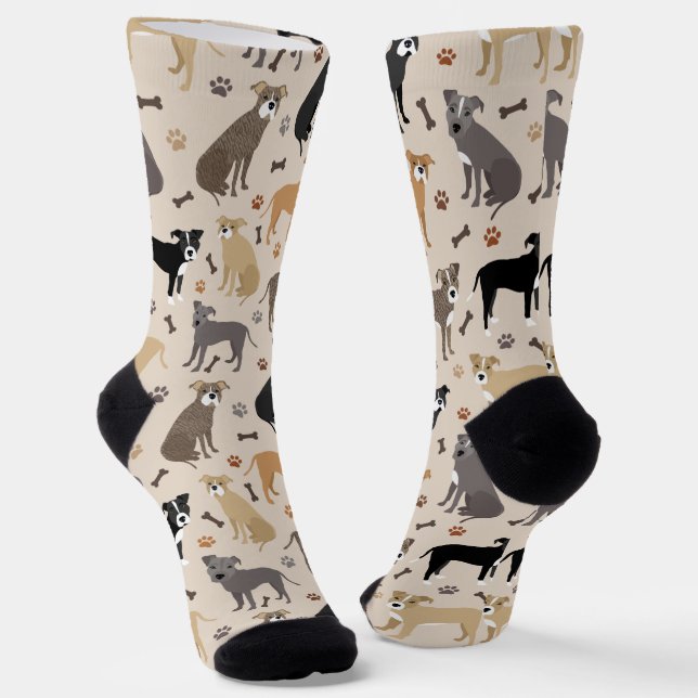 Pitbull Paws and Bones Socks (Angled)