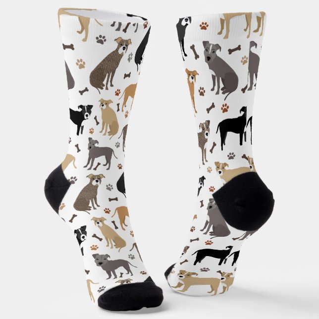 Pitbull Paws and Bones Socks (Angled)