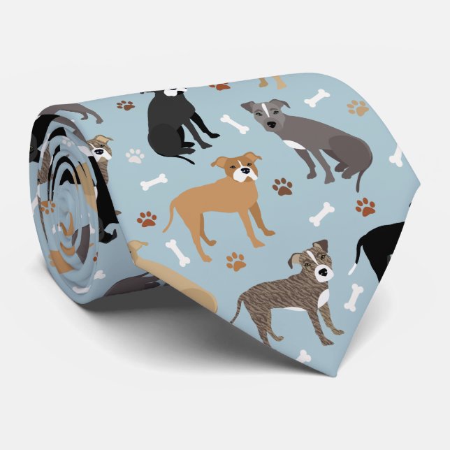 Pitbull Paws and Bones Tie (Rolled)