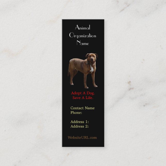Pitbull Photo Dog Rescue Business Card (Front)