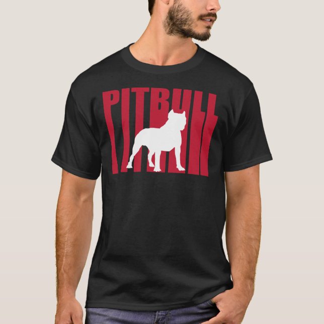 Pitbull Pit Bull Dog Red Stylised Transparent Grap T-Shirt (Front)