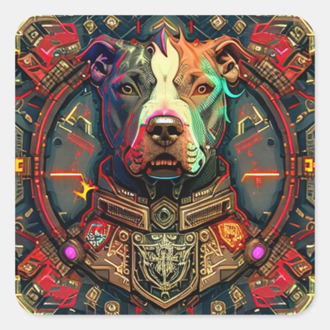 Pitbull " Pittie " Cyberpunk Style Sticker (Front)