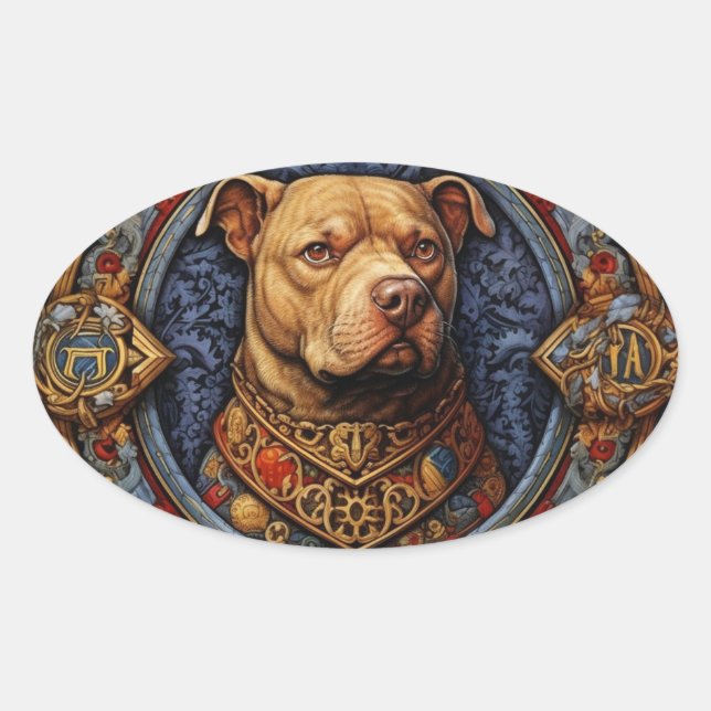 Pitbull " Pittie " Heraldic Mediaeval Sticker (Front)