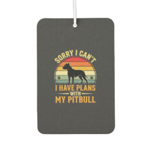 Pitbull Plans Vintage Sunset Dog Lover Car Air Freshener