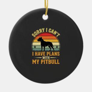 Pitbull Plans Vintage Sunset Dog Lover Ceramic Tree Decoration