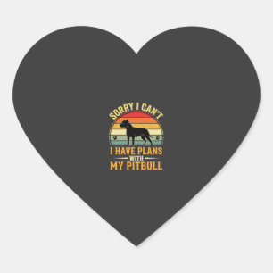 Pitbull Plans Vintage Sunset Dog Lover Heart Sticker