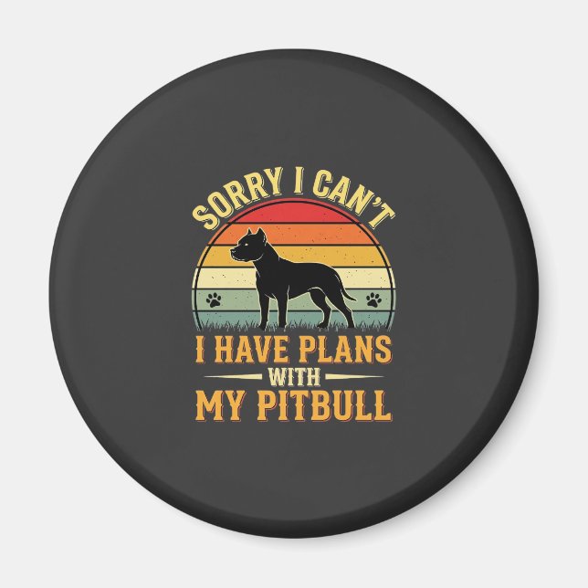 Pitbull Plans Vintage Sunset Dog Lover Magnet (Front)