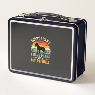 Pitbull Plans Vintage Sunset Dog Lover Metal Lunch Box