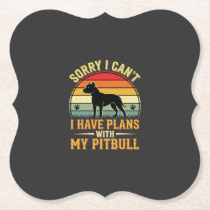 Pitbull Plans Vintage Sunset Dog Lover Paper Coaster