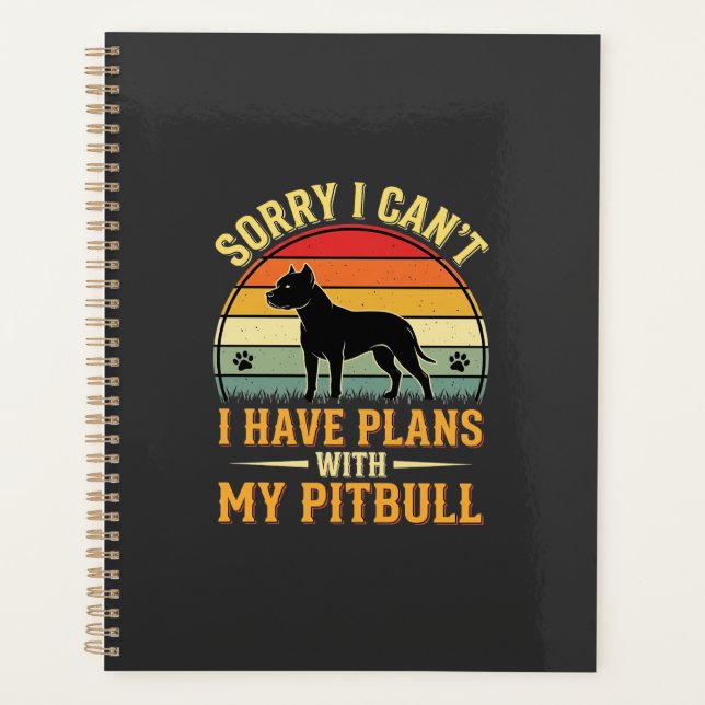Pitbull Plans Vintage Sunset Dog Lover Planner (Front)