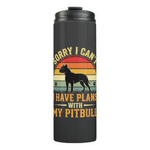 Pitbull Plans Vintage Sunset Dog Lover Thermal Tumbler