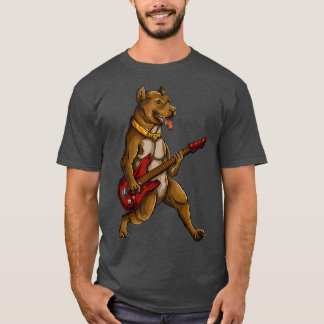 Pitbull Playing Guitar  Funny Pit Bull Pittie T-Shirt