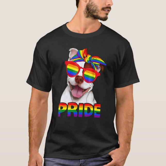 Pitbull Pride Dog Mum Rainbow Lgbt Gay Pride Month T-Shirt (Front)