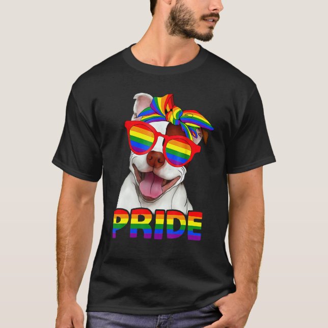 Pitbull Pride Dog Mum Rainbow Lgbt Gay Pride Month T-Shirt (Front)
