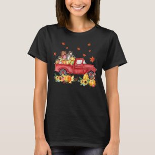 Pitbull Pumpkin Truck Fall Leaf Thanksgiving Hallo T-Shirt