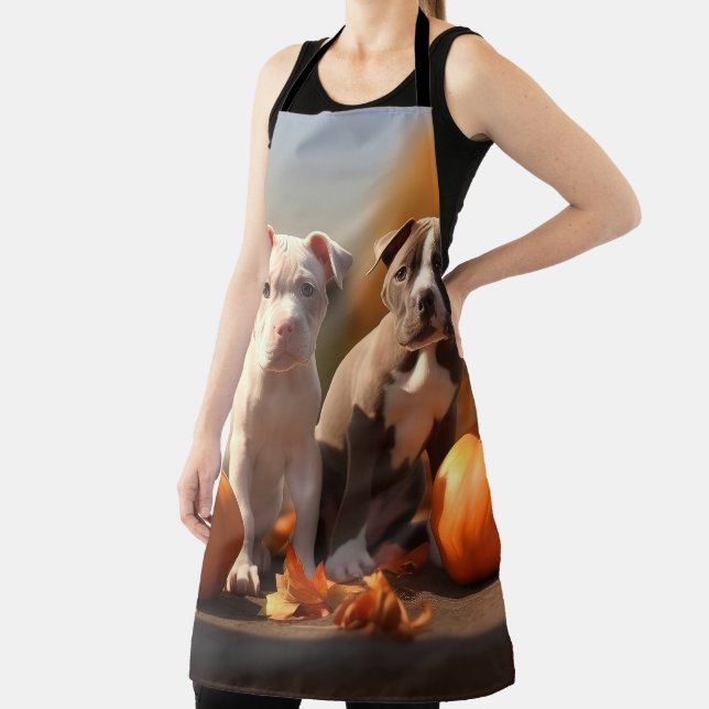 Pitbull Puppy Autumn Delight Pumpkin  Apron (Insitu)