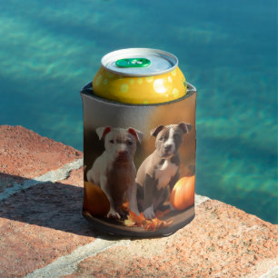 Pitbull Puppy Autumn Delight Pumpkin  Can Cooler