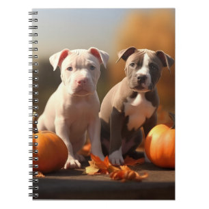 Pitbull Puppy Autumn Delight Pumpkin Notebook