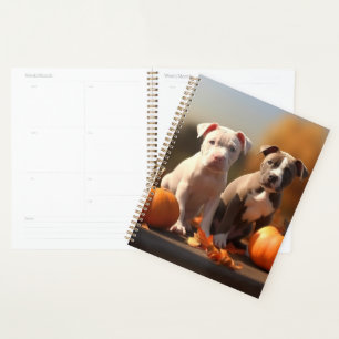 Pitbull Puppy Autumn Delight Pumpkin  Planner