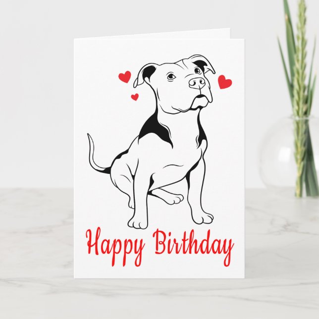  Pitbull Puppy Birthday Pittie Pit Bull Dog Lovers Card (Front)