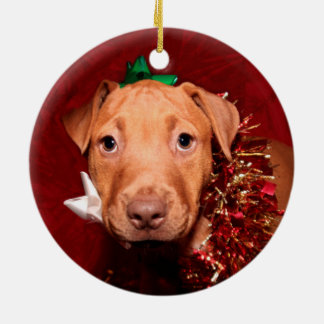 Pitbull puppy Christmas Ceramic Tree Decoration