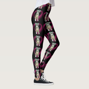 Pitbull puppy dog art leggings
