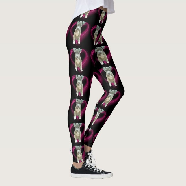 Pitbull  puppy dog art leggings (Right)