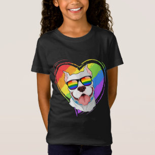 Pitbull Rainbow Heart Gay Pride LGBT Dog Lover Gif T-Shirt