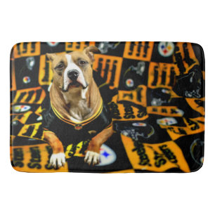 Pitbull Rescue Dog Football Fanatic Bath Mat