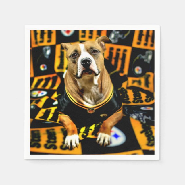 Pitbull Rescue Dog Football Fanatic Napkin (Front)
