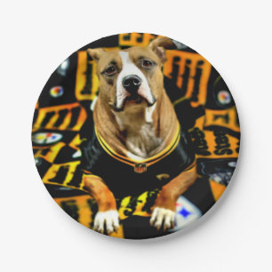 Pitbull Rescue Dog Football Fanatic Paper Plate