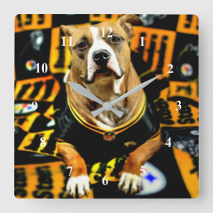 Pitbull Rescue Dog Football Fanatic Square Wall Clock