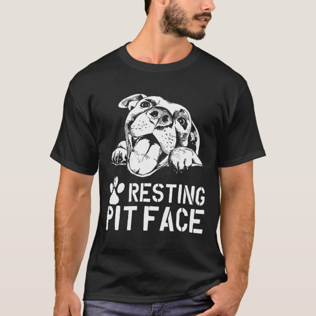 Pitbull Resting Pit Face Rescue Pitbull Drawing T-Shirt (Front)