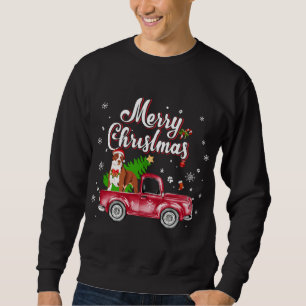 Pitbull Rides Red Truck Christmas Pajama Sweatshirt