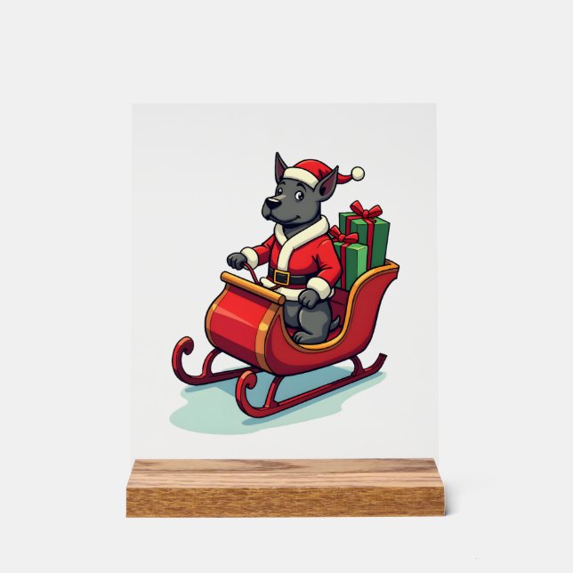 Pitbull Santa Ride Acrylic Sign (Front)